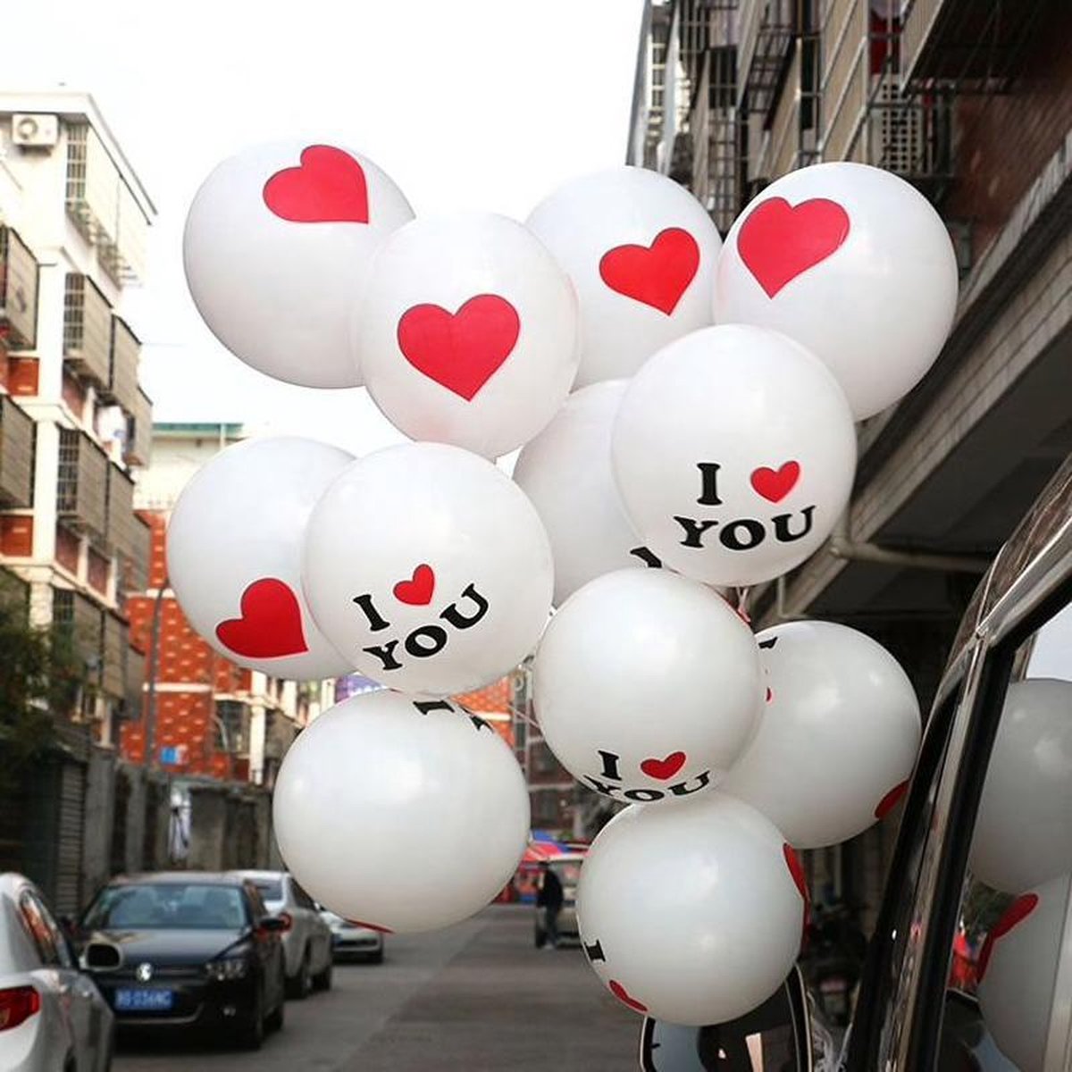 Ballonpakket met I love you en hartjes 33 stuks
