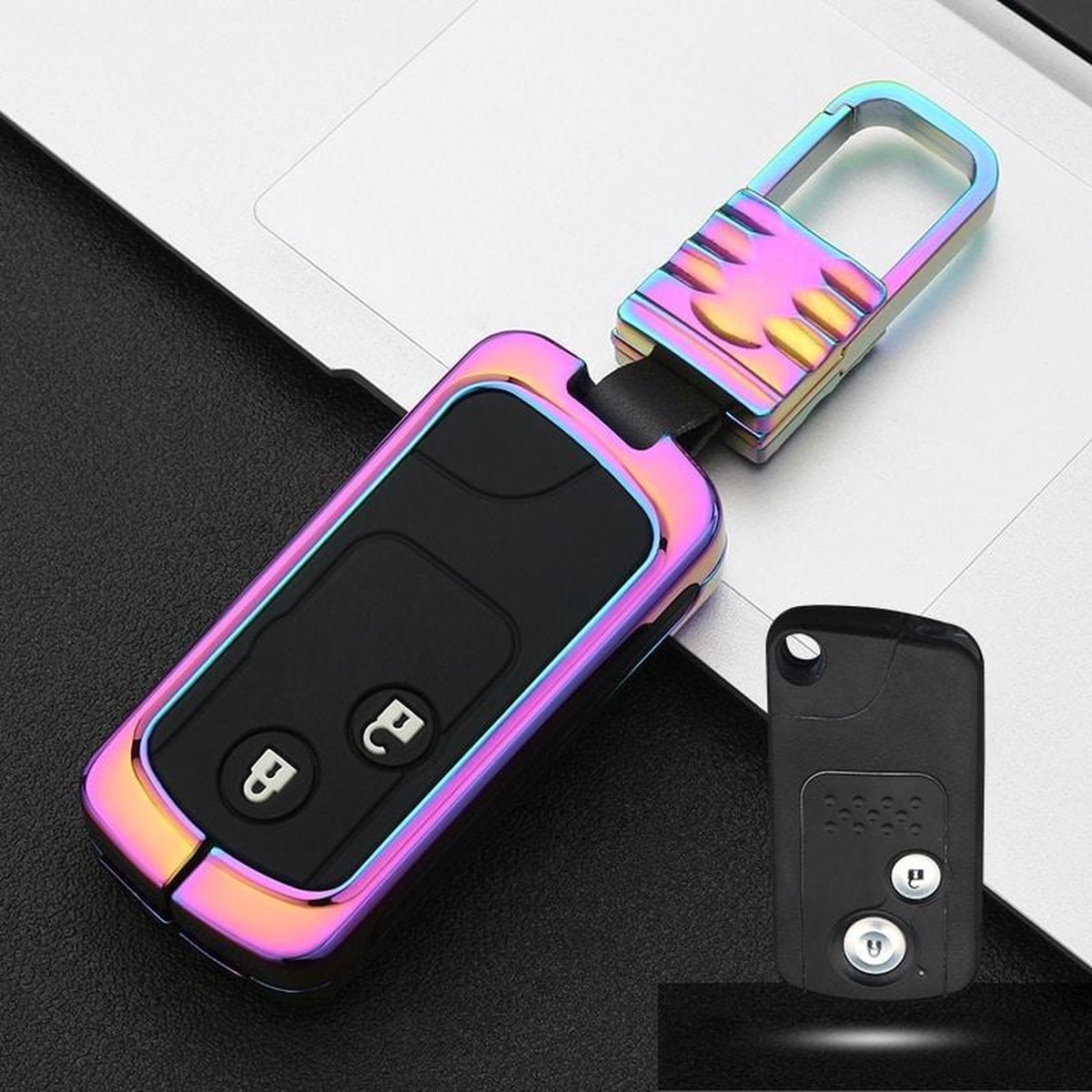 Auto Lichtgevende All-inclusive Zinklegering Sleutel Beschermhoes Sleutel Shell voor Honda B Stijl Smart 2-knops (kleur)