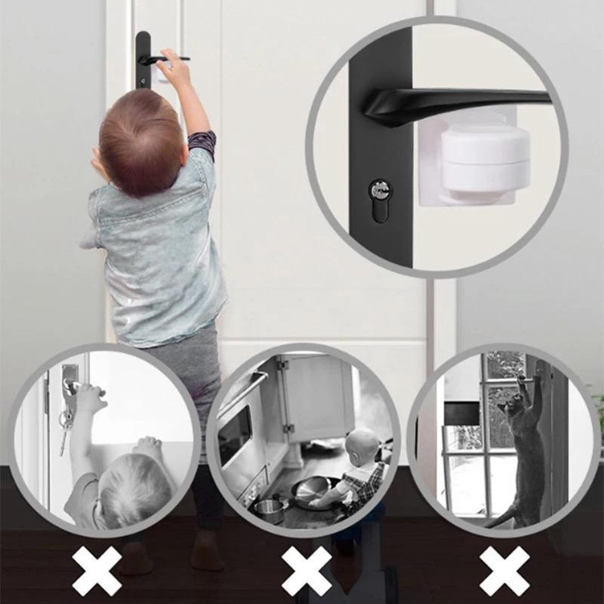 Deurklink beschermer | Deurbeveiliging | Deurklink vergrendeling | Deurbescherming | Deurstopper | Deur vergrendeling voor kinderen | Deurklink slot baby | Deur vergrendelaar | Kinderveiligheid | 2x Deurklink beschermer |