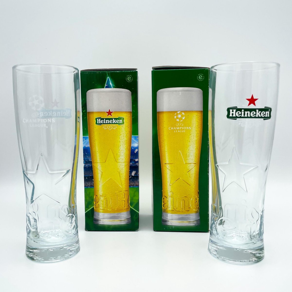 Heineken - Bierglazen - Premium glas met ster opleg - EK Voetbal - 24 stuks - Barbecue - Tuinfeest