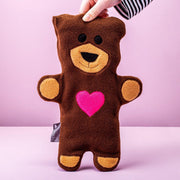 Leschi - Warmtekussen Teddy de Beer met Hart - chocoladekleur