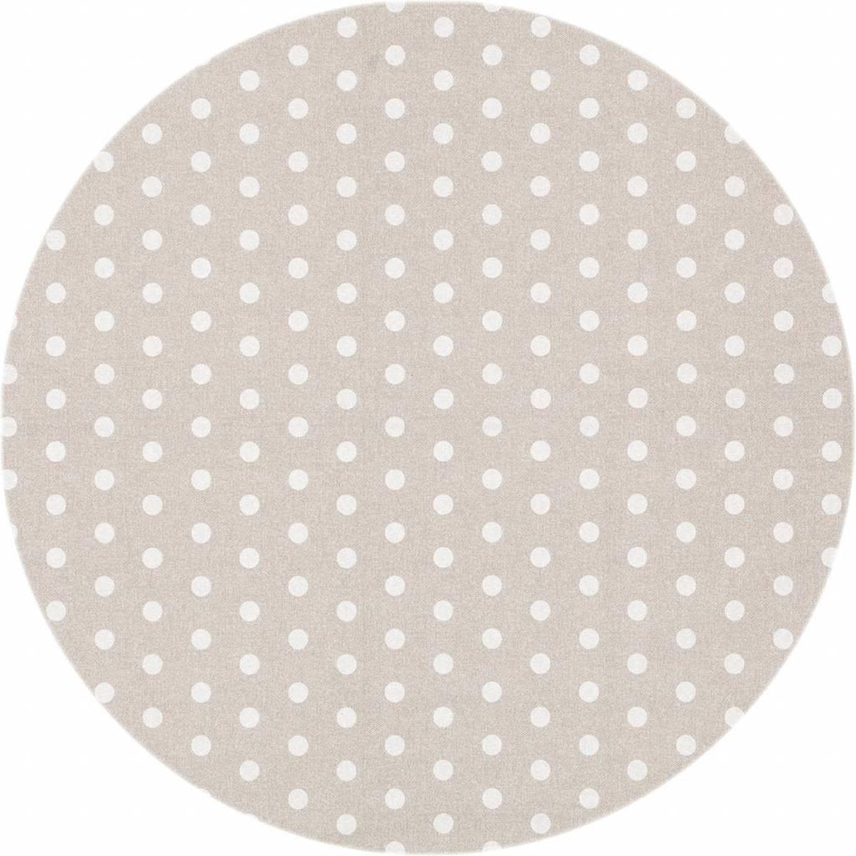 MixMamas Rond Tafelkleed Gecoat - Ø 160 cm - Stippen - Beige/Wit