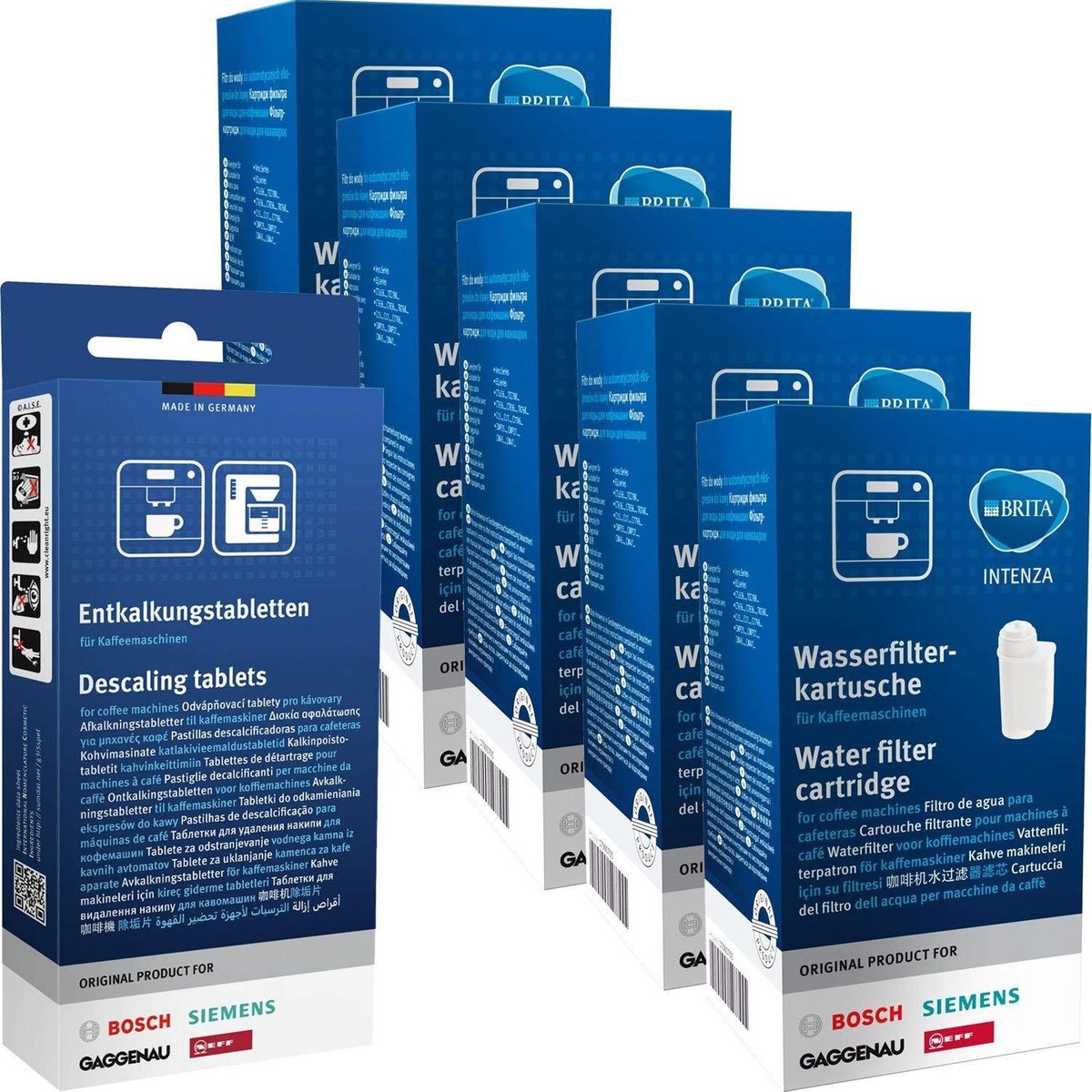 5x Brita Intenza Waterfilter - Bosch/Siemens waterfilter TCZ7003 / TZ70003 / 575491 + Bosch/Siemens ontkalkingstablet tz80002