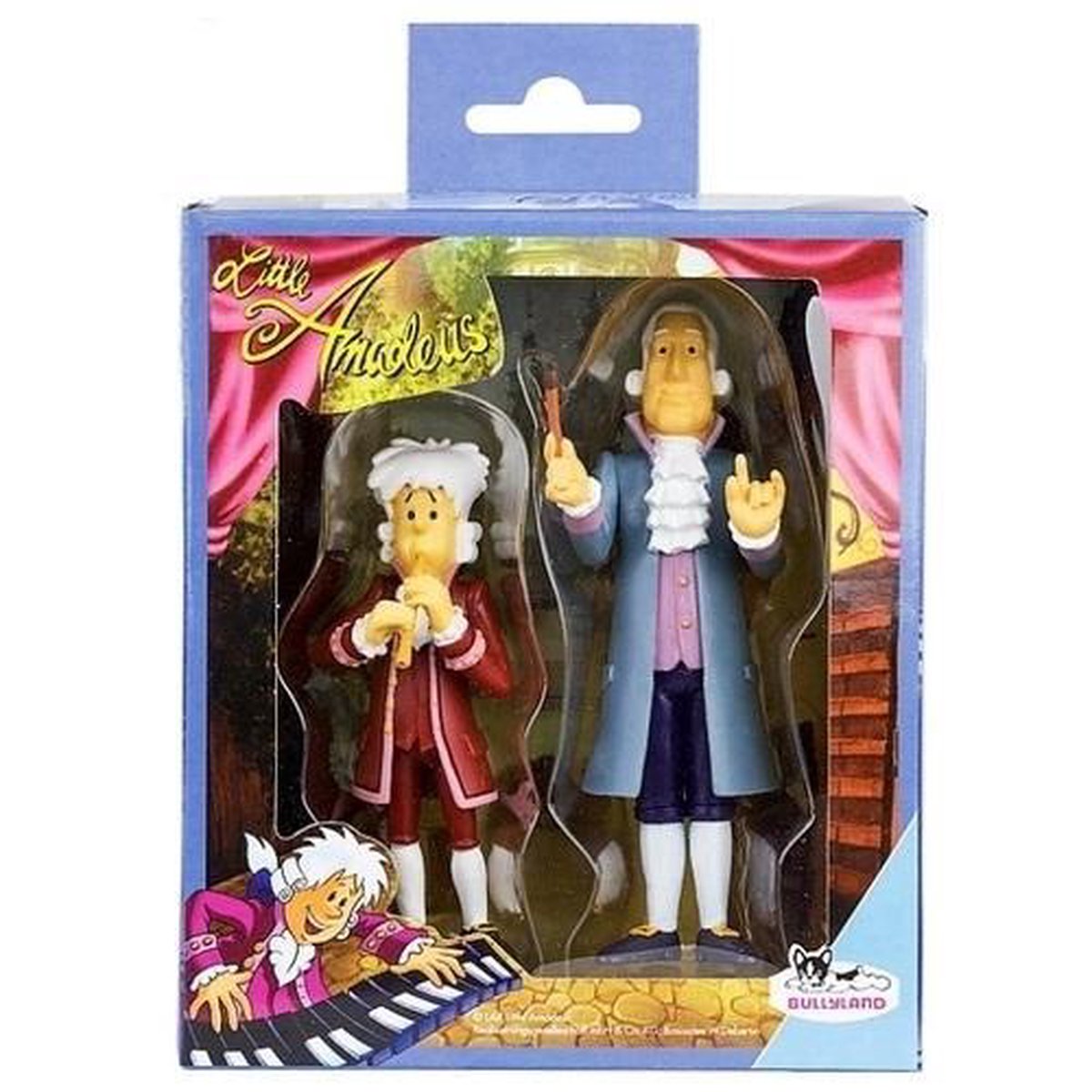 2 figuurtjes van kleine Amadeus Mozart speelfiguur thema muziek (Bullyland 10cm)