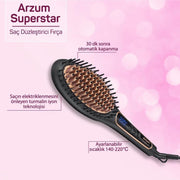 Arzum AR5036 Superstar | Haarstyler - Straightening - Stijlborstel | Warm | 140° - 220° | Zwart  | Ionic + Ceramic + Tourmaline Technology