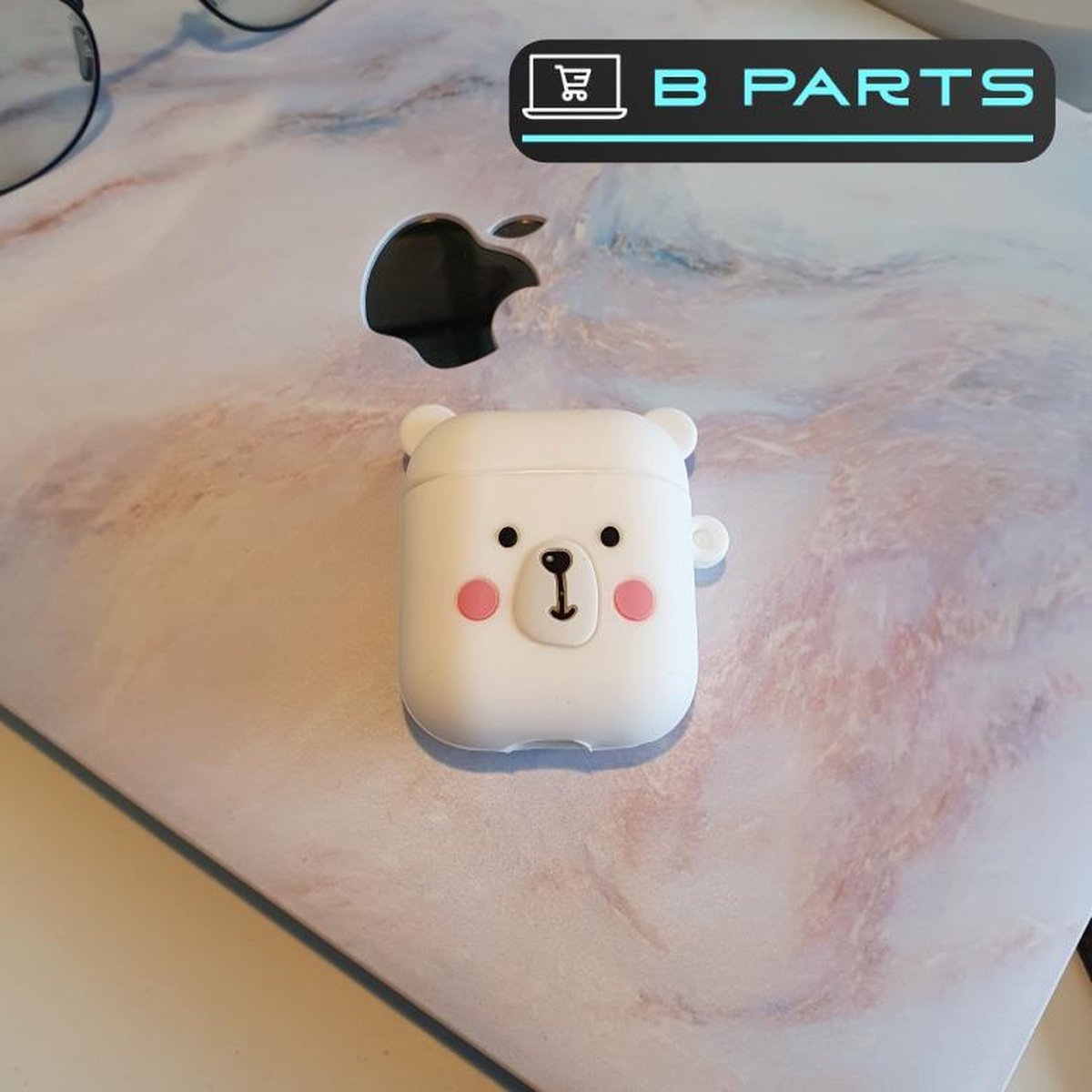 BParts - Witte Beer - Siliconen Airpod Case - Airpod Beschermhoes - Bescherming