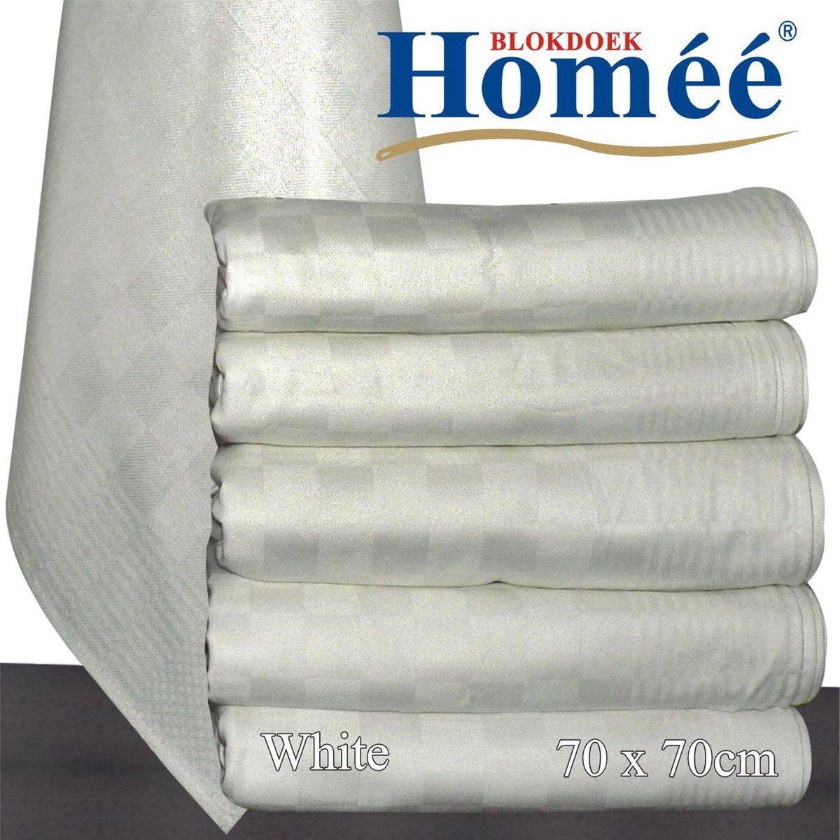 Homéé® Horeca suite Blokdoeken pompdoeken theedoeken - wit / wit - set van 6 stuks - 70 x 70 cm
