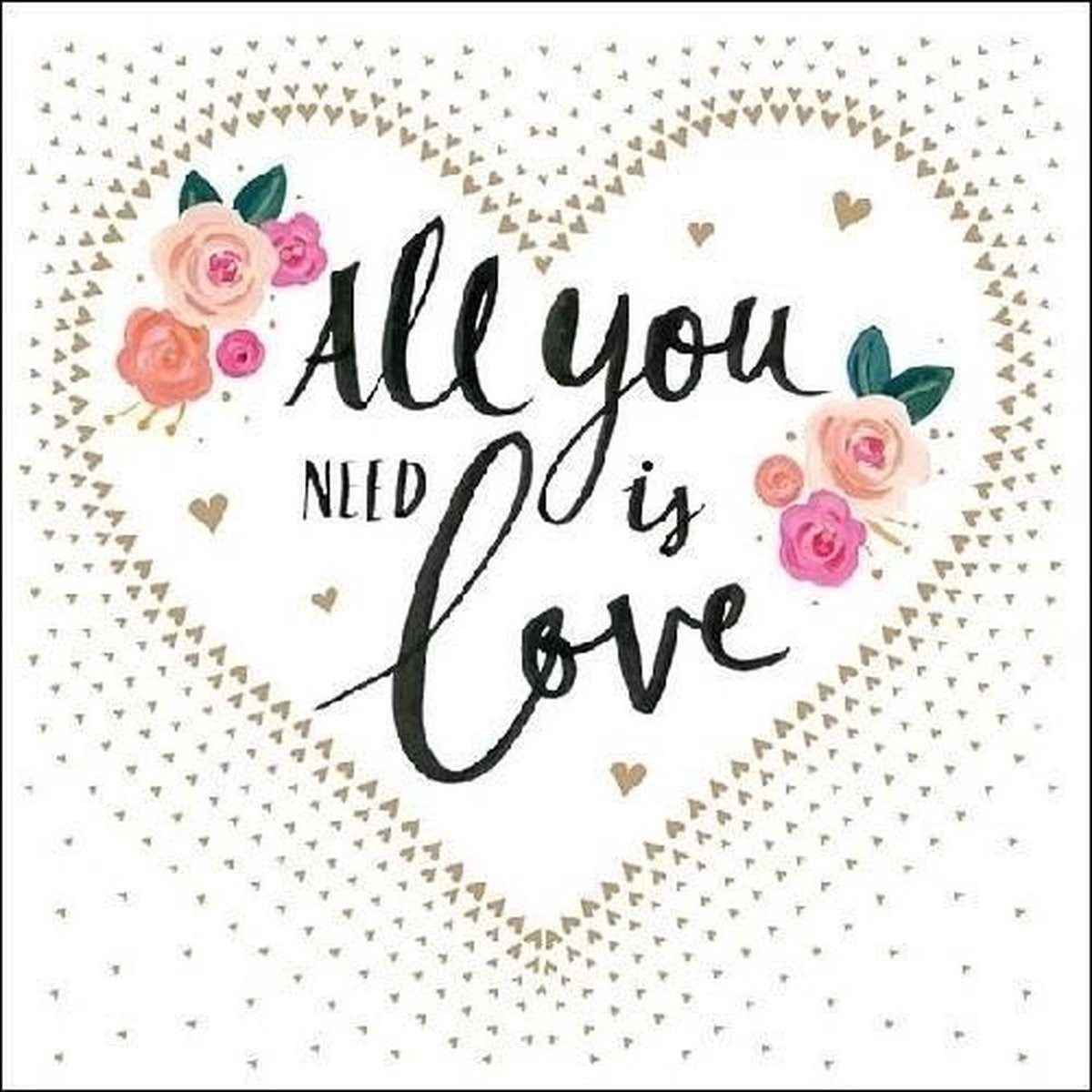 20x Bruiloft/huwelijk thema all you need is love servetten 33 x 33 cm - 3-laags papieren wegwerpservetten
