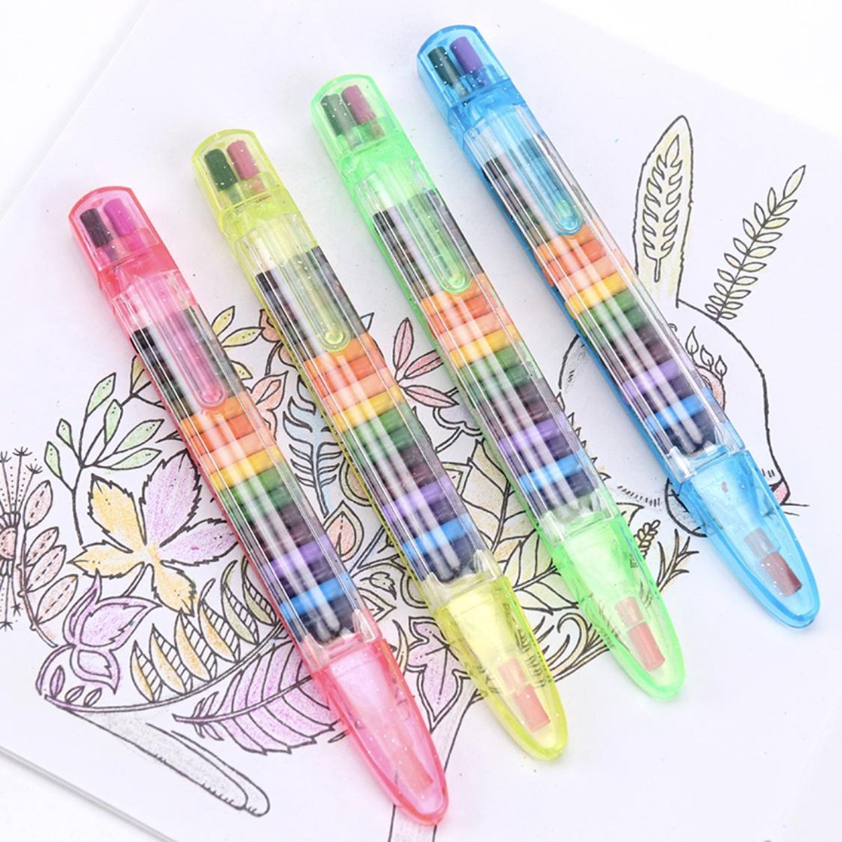 20 in 1 Waskrijt - Waskrijt Pen met 20 Kleuren Punten - Waskrijt Pen met Wissel Punten - Wasco - 1 Pen 20 Kleuren Waskrijt