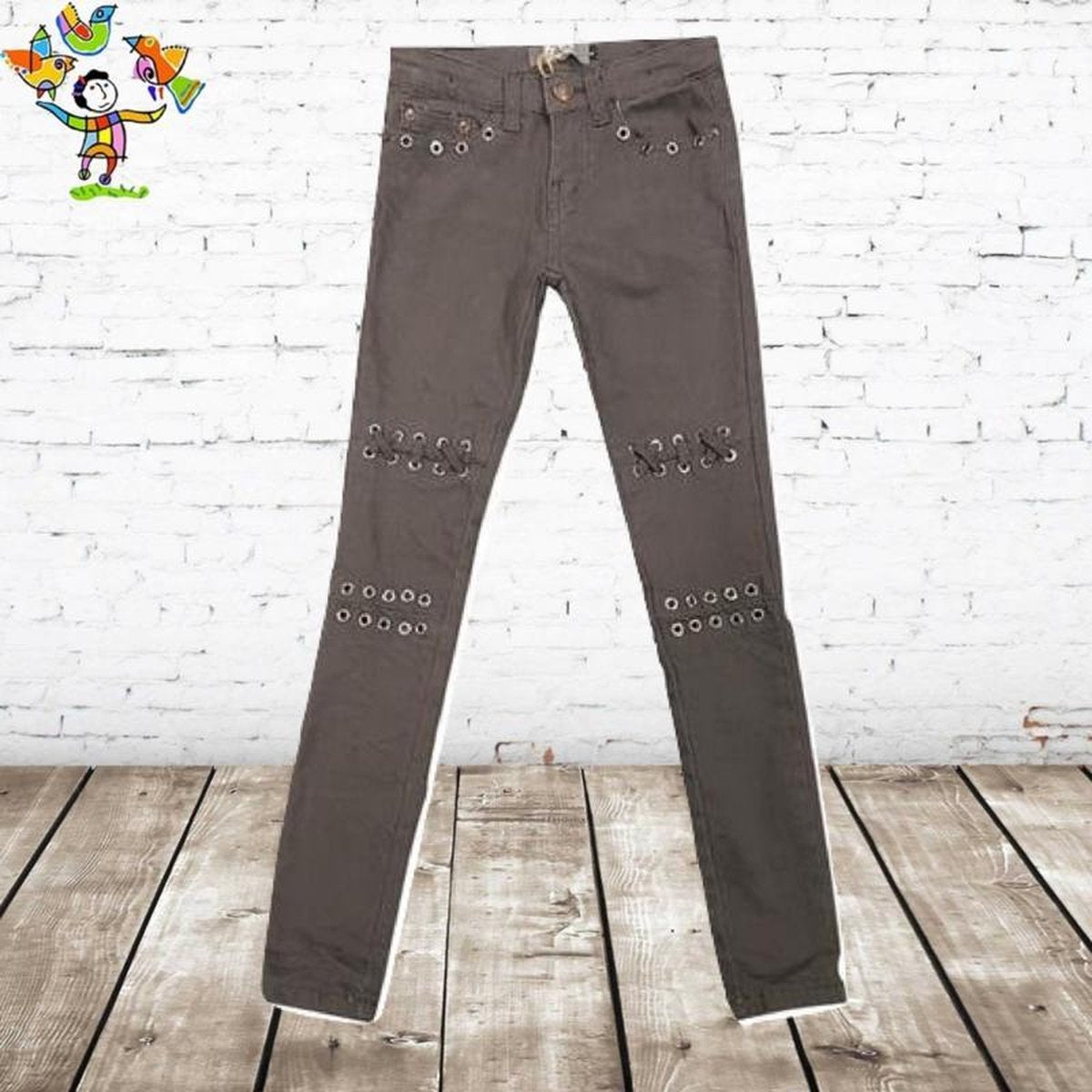 Papillon Broek met veters grijs 8 - 122/128