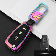 Auto Lichtgevende All-inclusive Zinklegering Sleutel Beschermhoes Sleutel Shell voor Ford B Stijl Vouwen 3-knop (kleur)