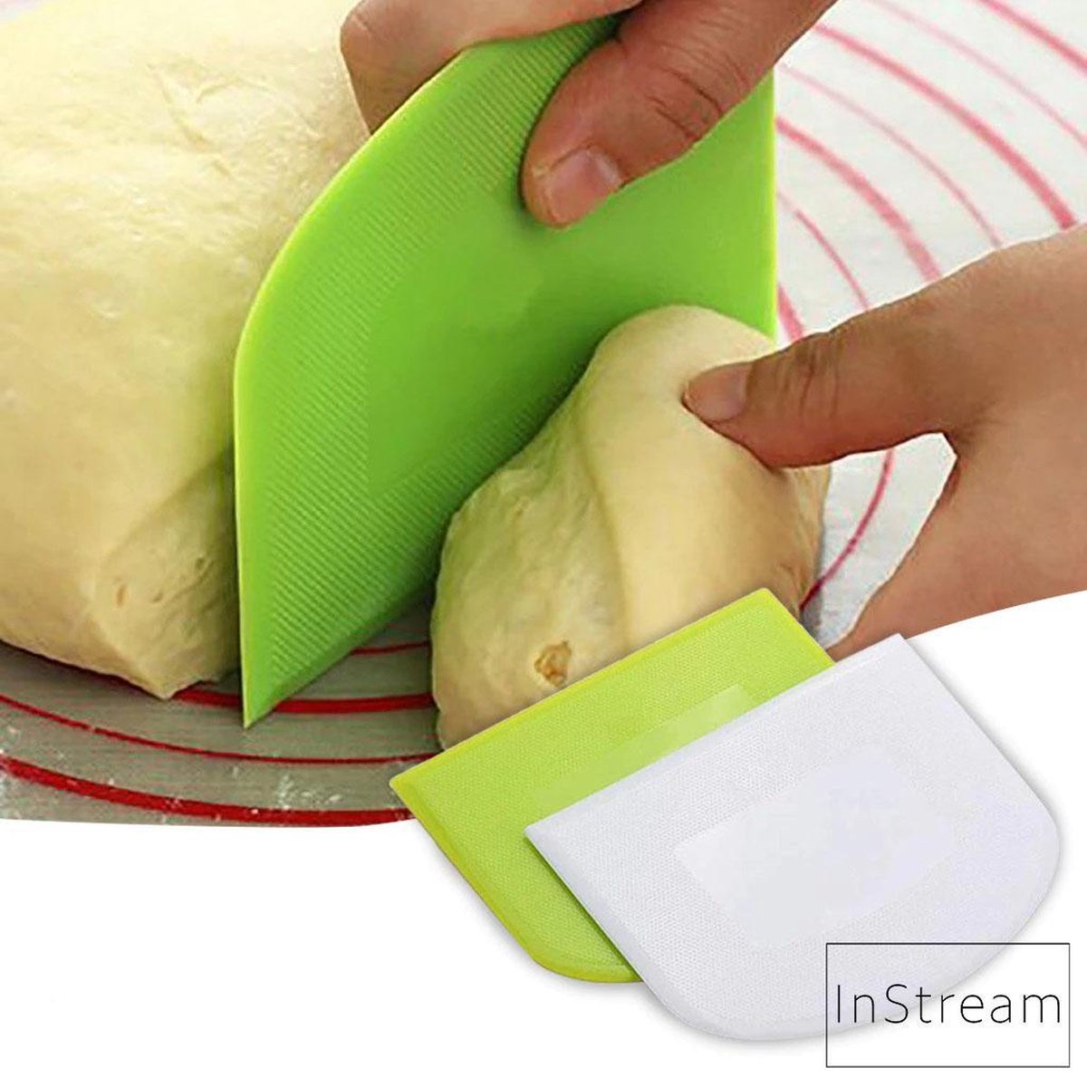 Deegschraper - Schraper - Keukentool - Groen - Wit - Flexibel - Deegsnijder