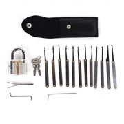 Oefen Lockpick Set met Doorzichtig Oefenslot - Lockpicking Tool - Sleutelkraker - 19 Delig met 12 Picks Inclusief Hoes
