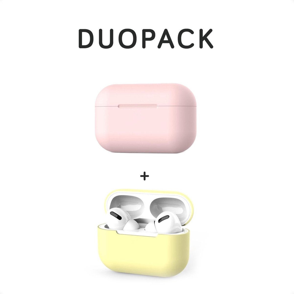 COMBI DEAL - Subbs - Siliconen Bescherm Hoesjes Covers Roze + Geel voor Apple AirPods Pro - DUOPACK