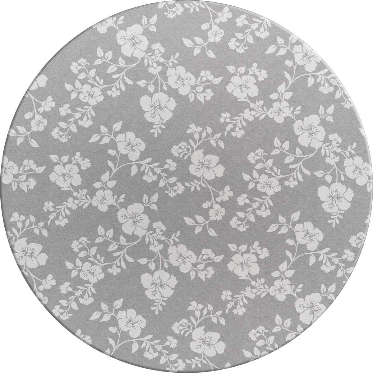 MixMamas Rond Tafelkleed Gecoat - Ø 160 cm - Hibiscus -Beige