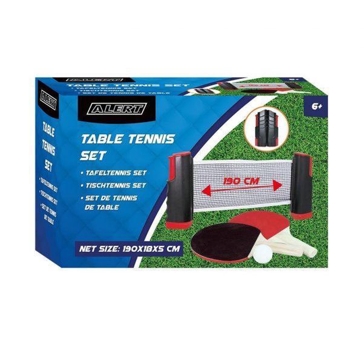 Alert Uitschuifbare Tafeltennisset met 2 Bats en Bal 190x18x5 cm