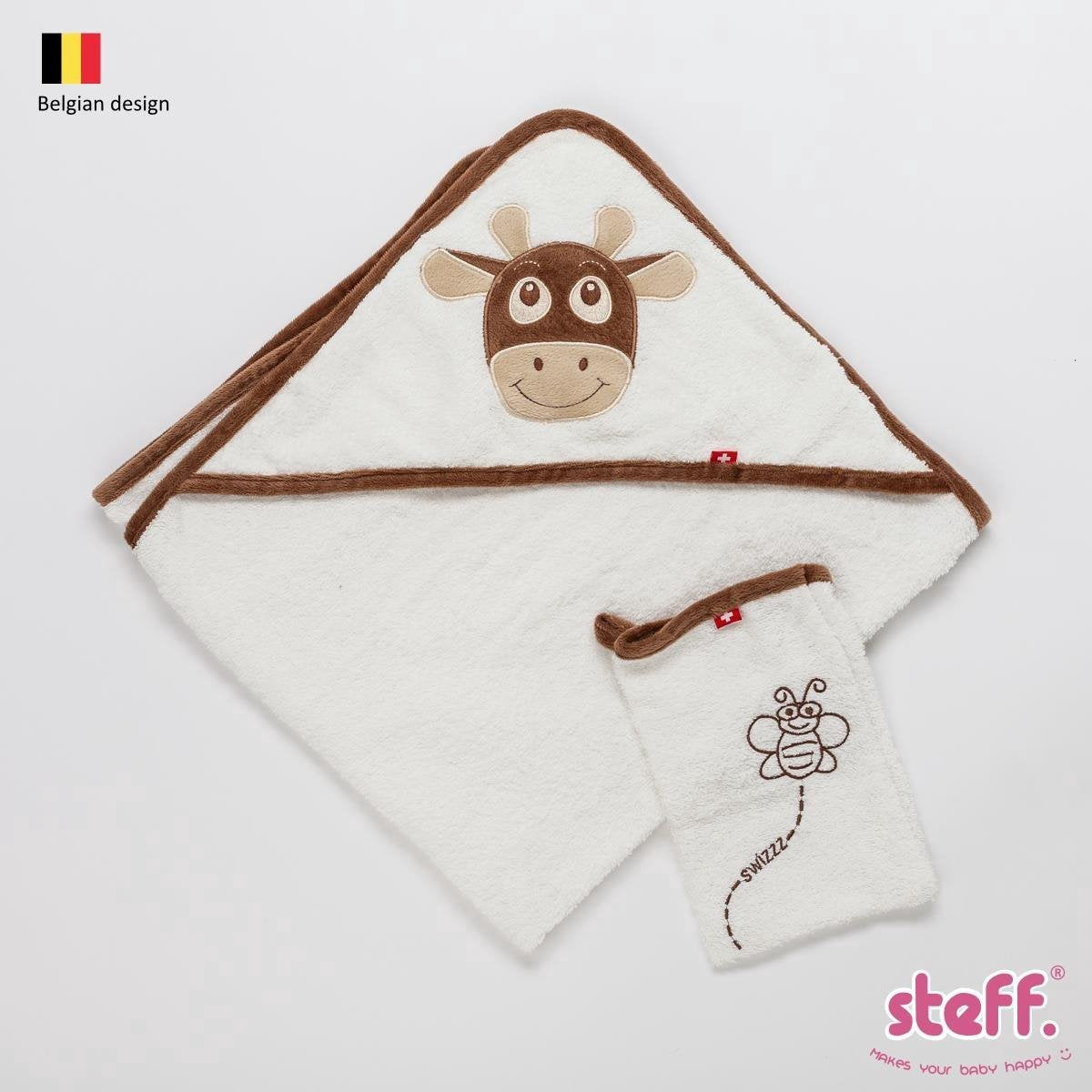 Steff Swissy badcape 70x70 cm met washandje