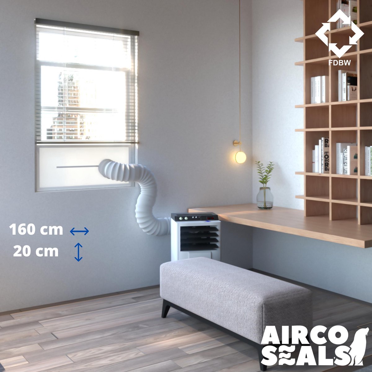 Airco raamafdichtingskit - 160 x 20 cm - Geschikt Voor Schuifraam  - Energiebesparend - Houdt insecten buiten