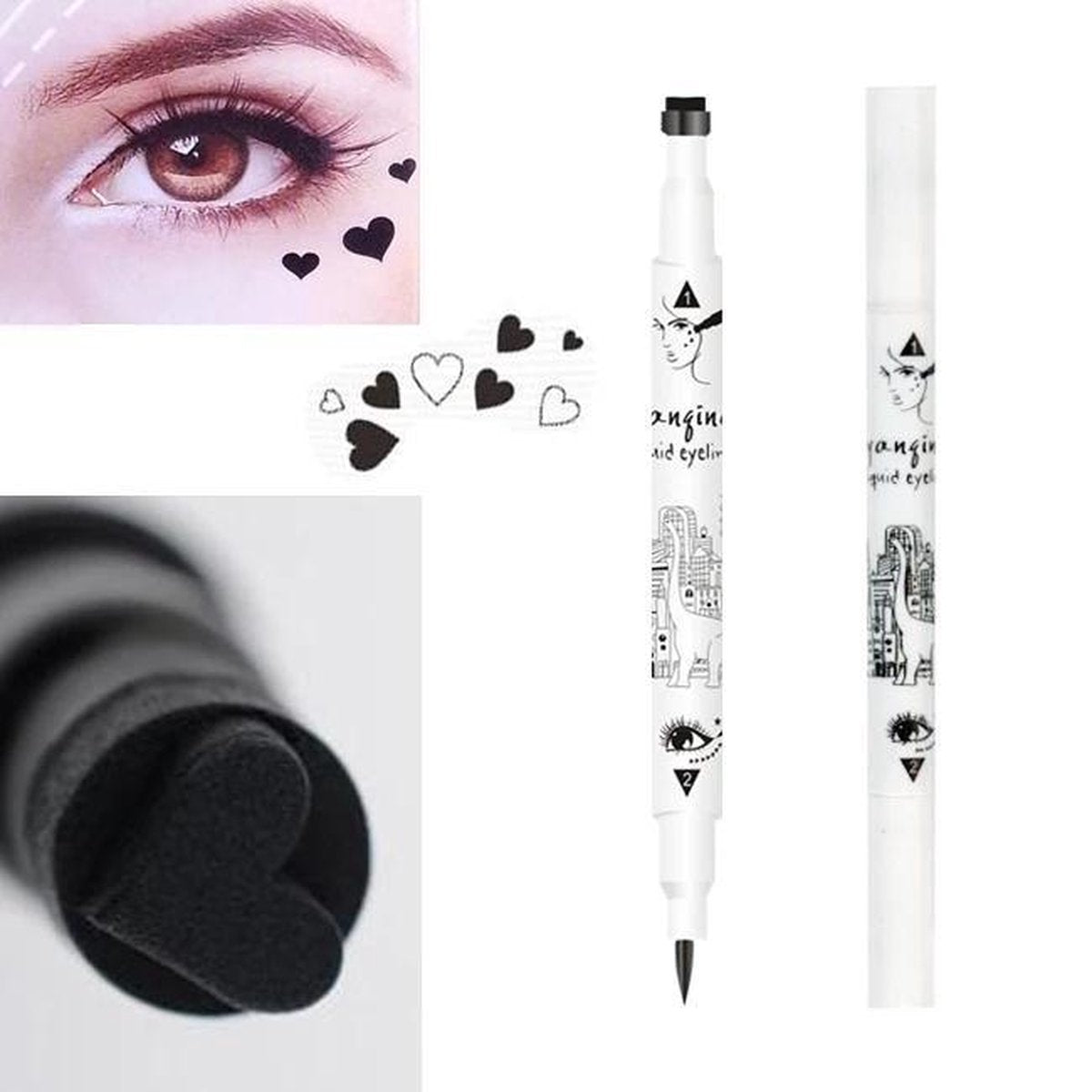 2 in 1 Eyeliner  Waterproof with Heart stamp +++ Seller Guarantee Waterproof