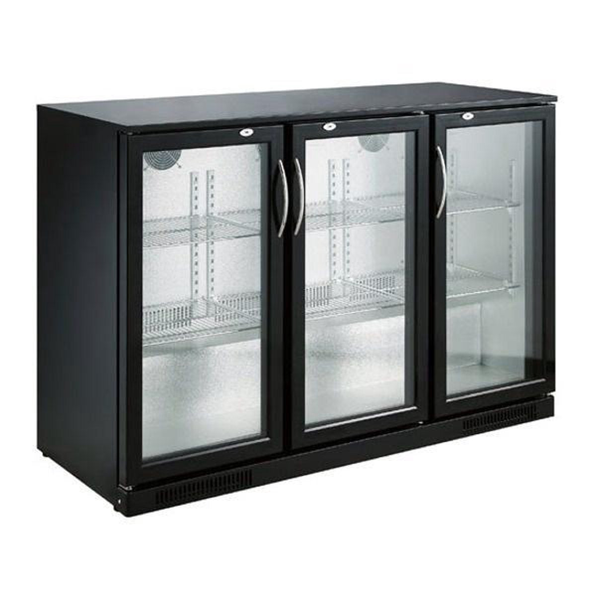 Horeca Drank Bar Koeling 3 Glasdeuren Zwart | 298 Liter