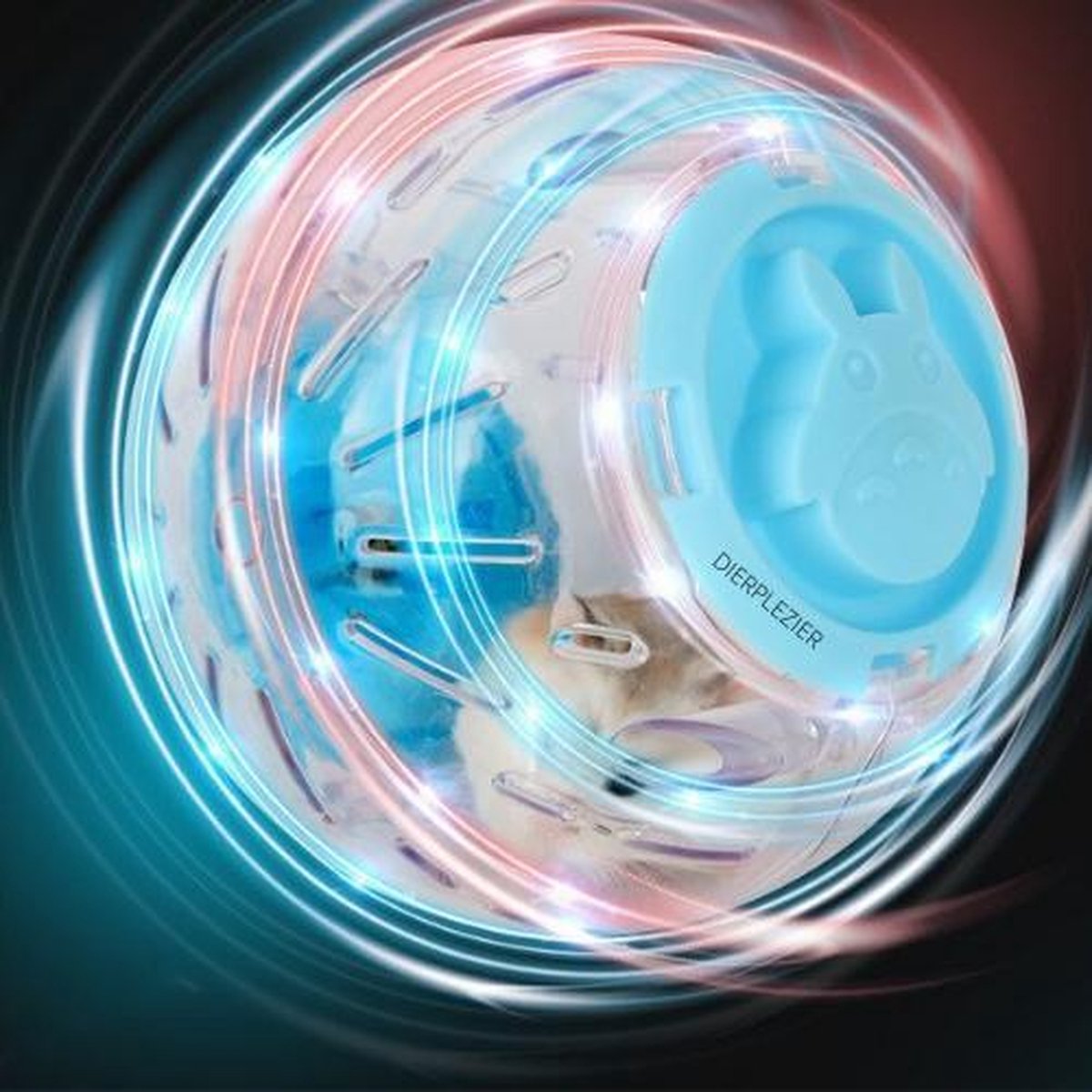 Dierplezier - Hamsterbal + Discolicht - Bal voor knaagdieren – Bal om te rollen voor knaagdier - Speelgoed knaagdieren – Hamsterrol bal - Cavia draaiwiel - Rad voor muizen – Groot model 15 diameter