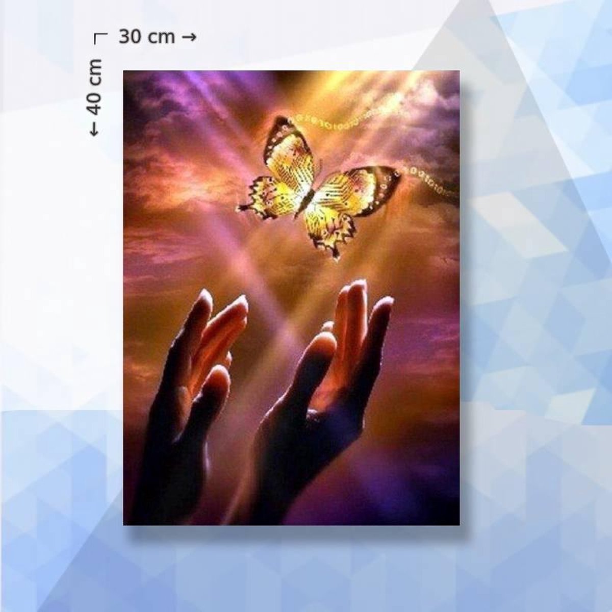 Diamond Painting pakket Vlinder uit handen - ronde steentjes - 30 x 40 cm