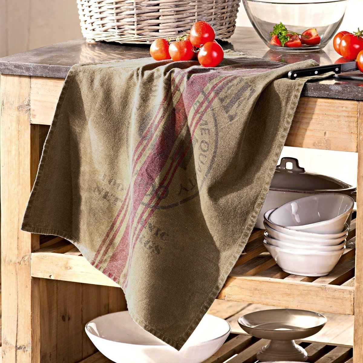 LOBERON Theedoek set van 2 Toby bruin
