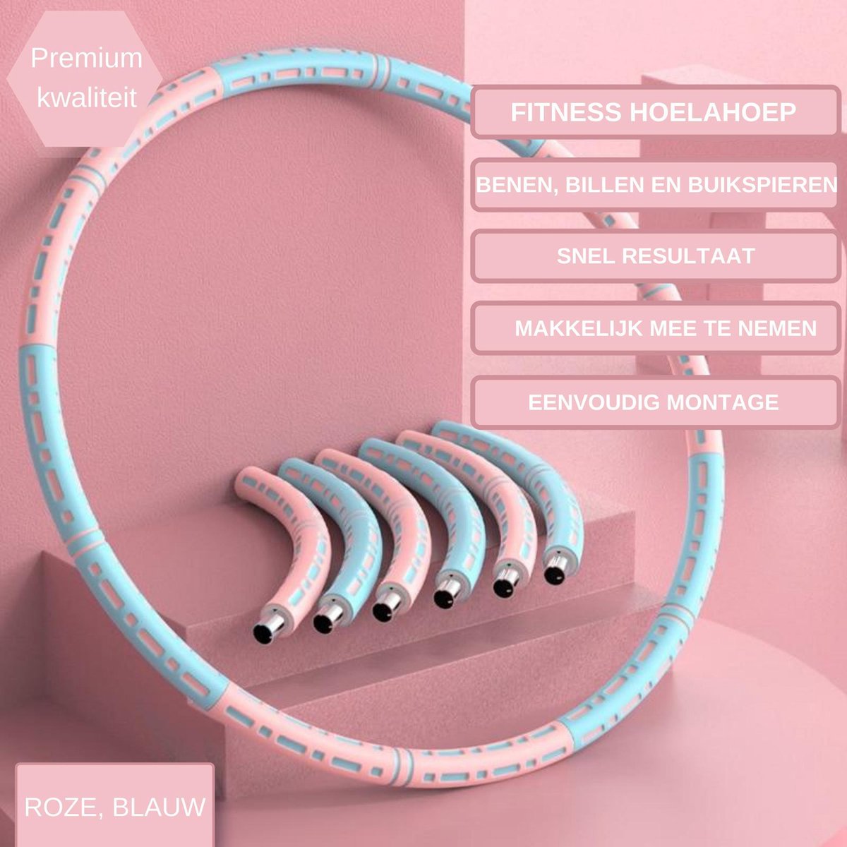 Fitness Hoelahoep - Voor Volwassenen - Roze - Blauw- Weighted Hula Hoops - Hoepel Fitness