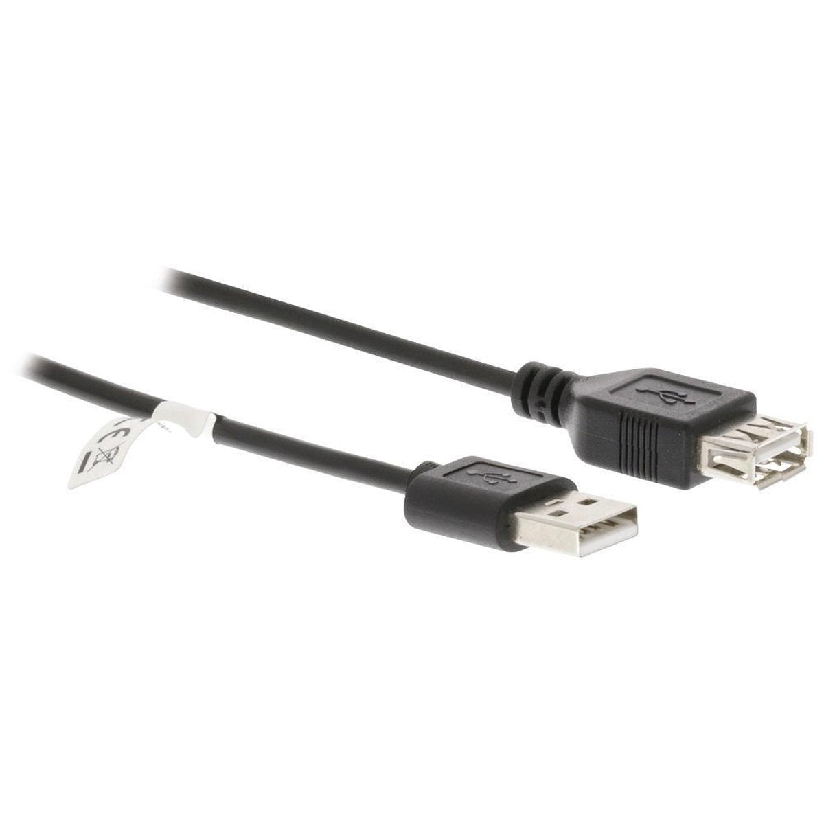 USB-Kabel | USB 2.0 | USB-A Male | USB-A Female | 480 Mbps | Vernikkeld | 3.00 m | Rond | PVC | Zwart | Polybag