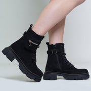 Zwarte suède biker boots met tasje 38 / Zwart