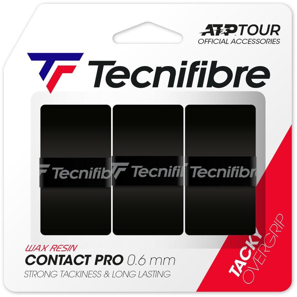 Tecnifibre Contact Pro - 0.60mm - Zwart - Overgrip - 3 stuks