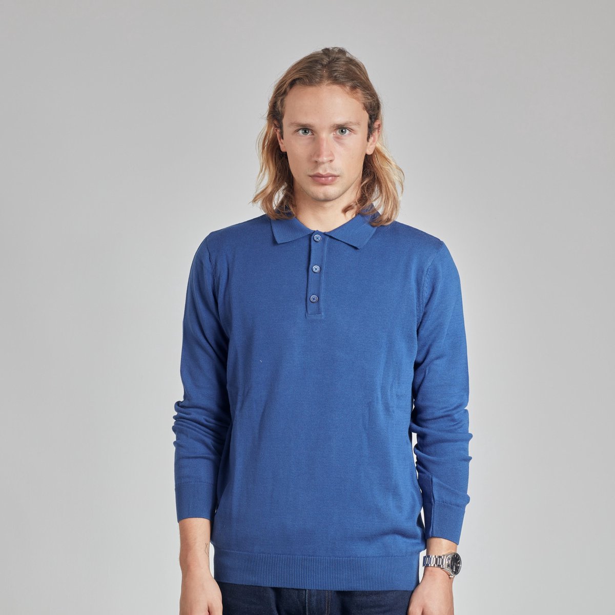 ULTRAMARINE Trui Heren met Polokraag - Sweater Heren met Lange Mouwen - Truien Heren Volwassenen - Sweatshirt Heren - Longsleeve Heren - Polo Trui Mannen - Pullover - Blauw - M