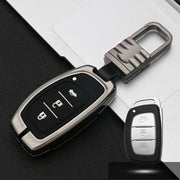 Auto Lichtgevende All-inclusive Zinklegering Sleutel Beschermhoes Sleutel Shell voor Hyundai A Stijl Smart 3-knop (Gun Metal)