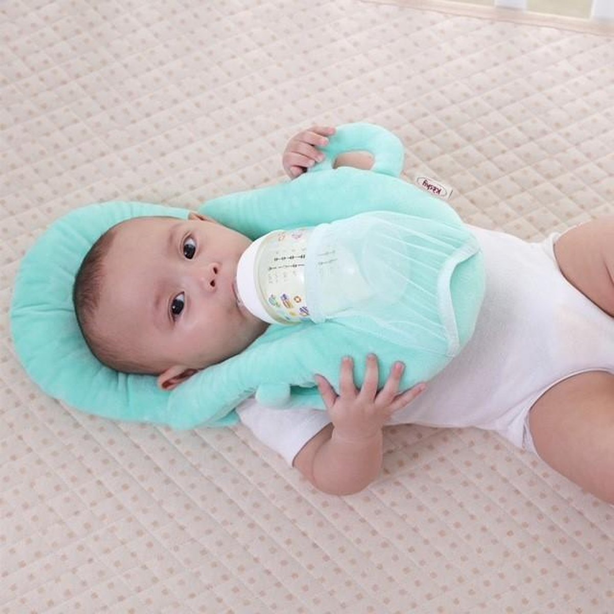 Kèshy Voedingskussen - Baby Flessenhouder - Baby voeding - Baby verzorging - Verschillende Kleuren – Groen - Zelfstandig Drinken – Comfortabel en Ondersteunend