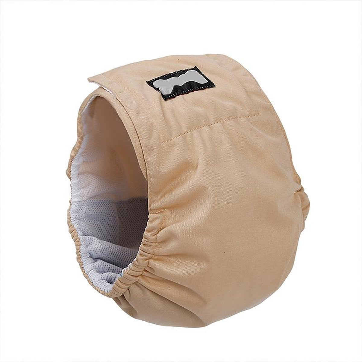 Honden buikband - luier voor mannelijke hond reu - plasband - wasbaar - SMALL - BEIGE