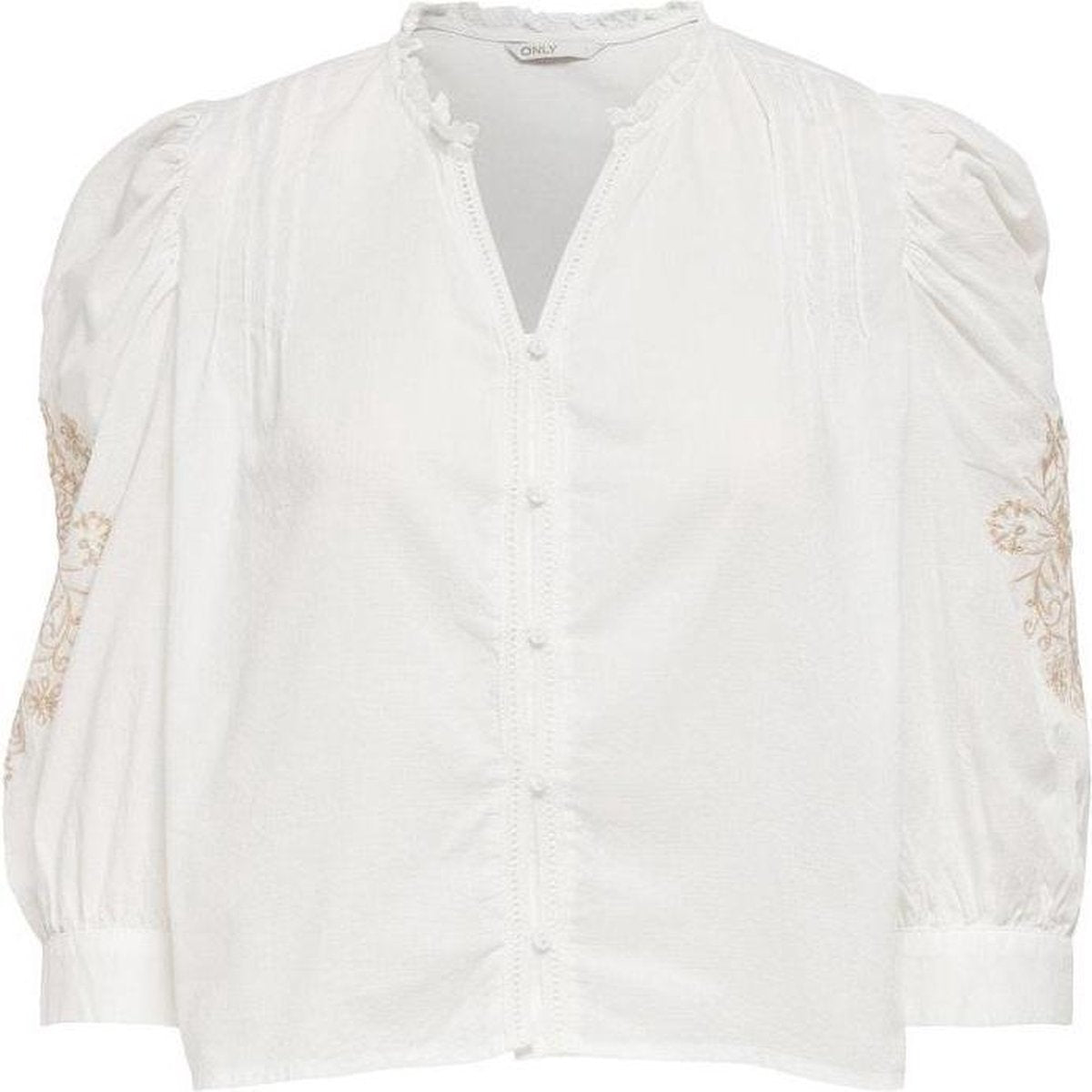 Onlmille 3/4 Button Top Wvn 15233617 Cloud Dancer/w Embras