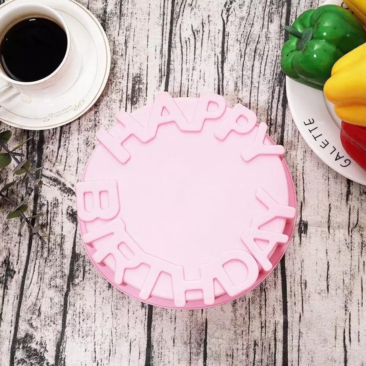 Siliconen bakvorm - Ronde taartvorm - Happy Birthday - 18