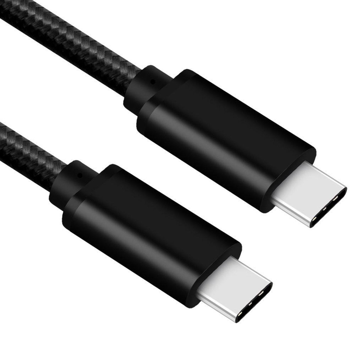USB C kabel | C naar C | Nylon mantel | Zwart | 2 meter | Allteq