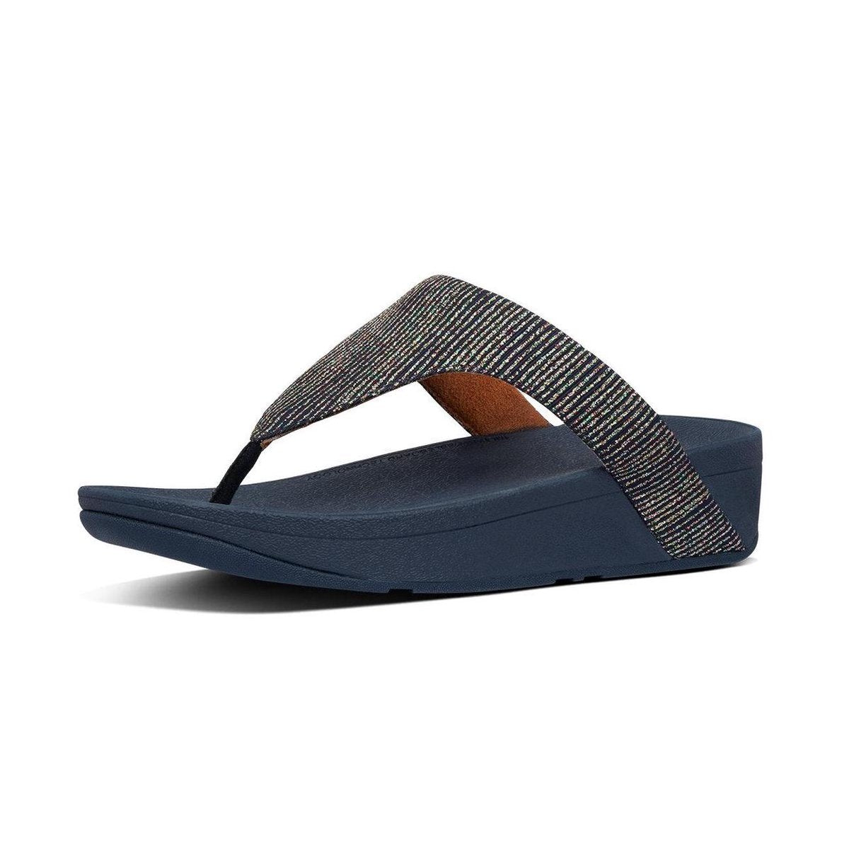FitFlop™ Lottie Glitter Stripe Toe-Thongs Polyester Midnight Navy - Maat 38