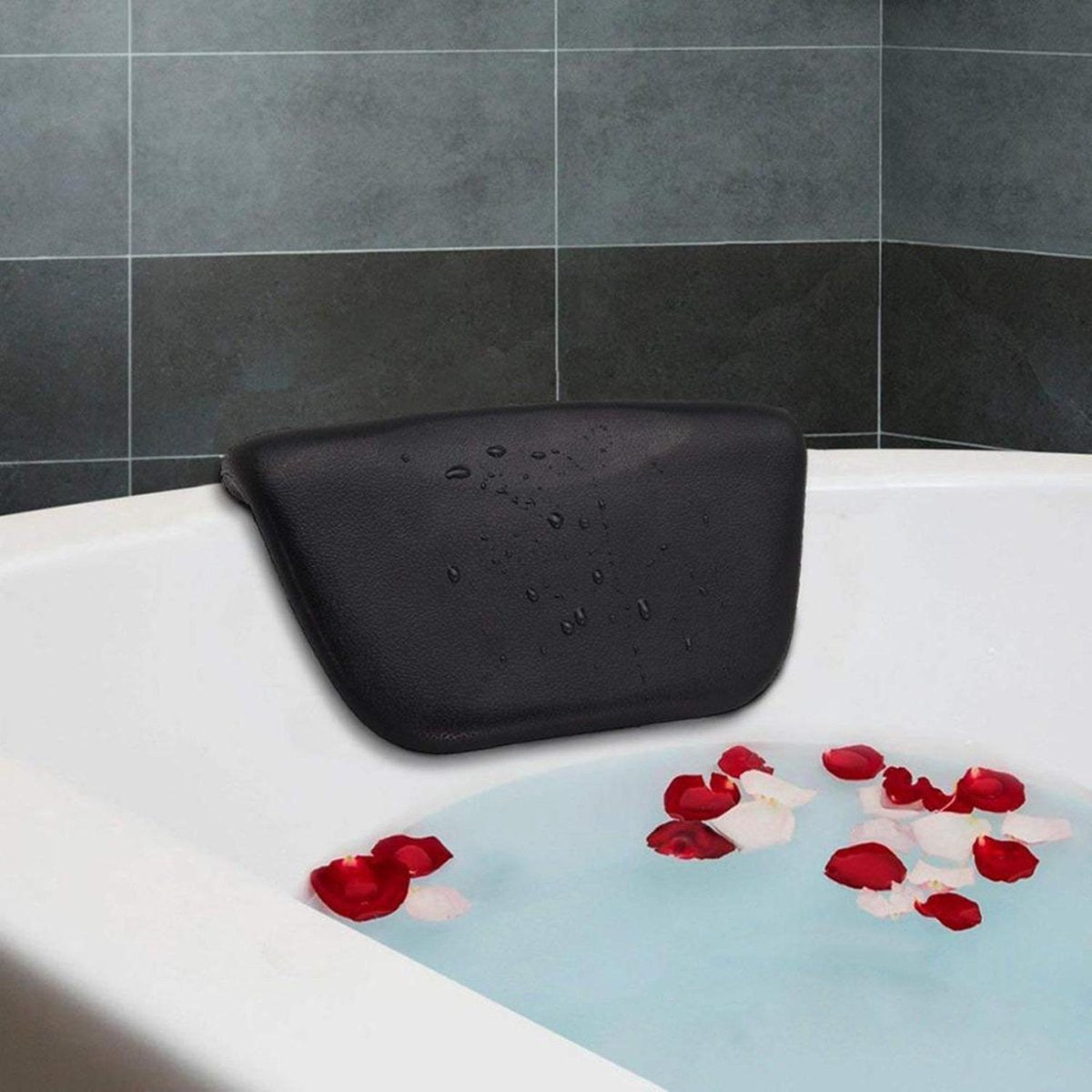 Badkussen - Nekkussen Bad - Hoofdsteun Bad - Bad Accessoires - Zwart - Zuignappen