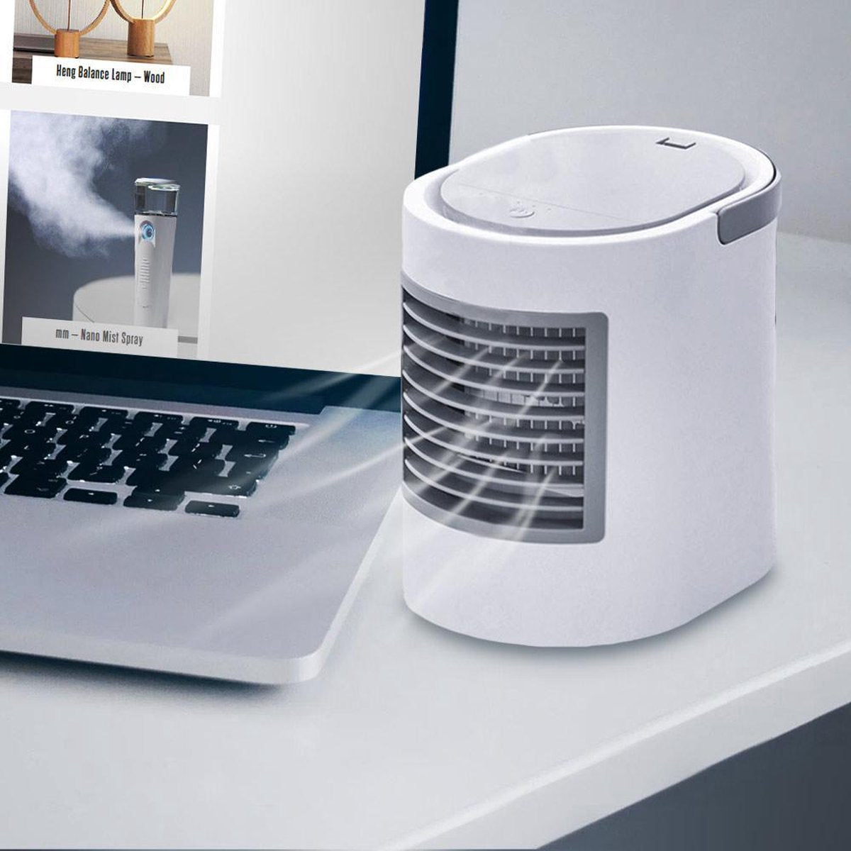 MikaMax Bureau Ventilator – Ventilator - Mini Ventilator - USB Ventilator - Water gekoeld  - Met sfeerverlichting