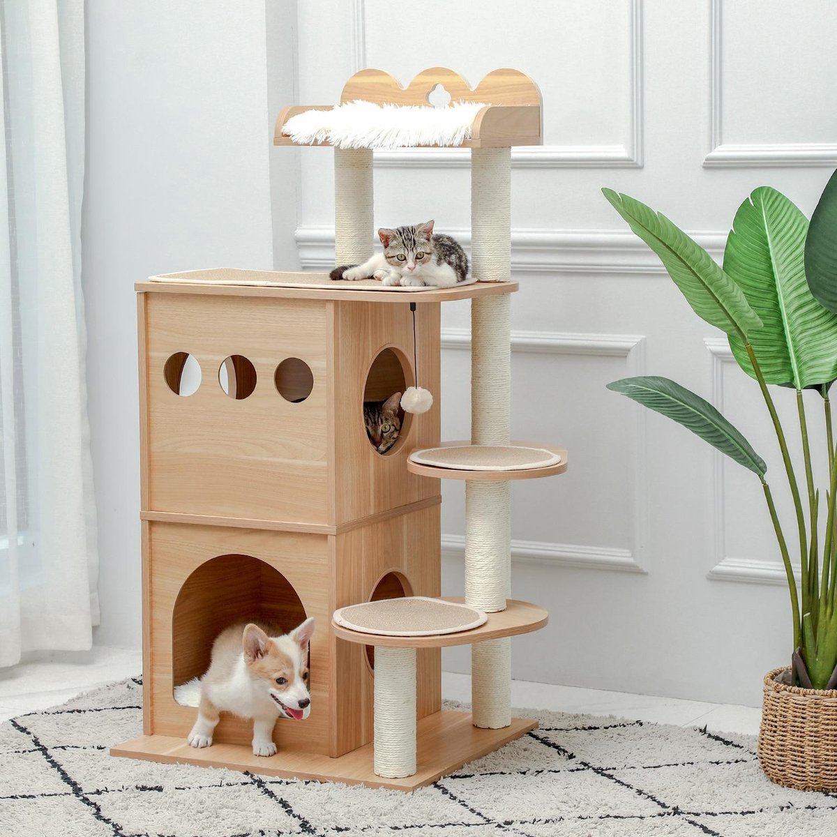 TBG Huisdier Krabpaal Condo Huis Scratcher Krabpaal Klimboom Speelgoed voor Kat Kitten Beschermende Meubels AMT0071BG