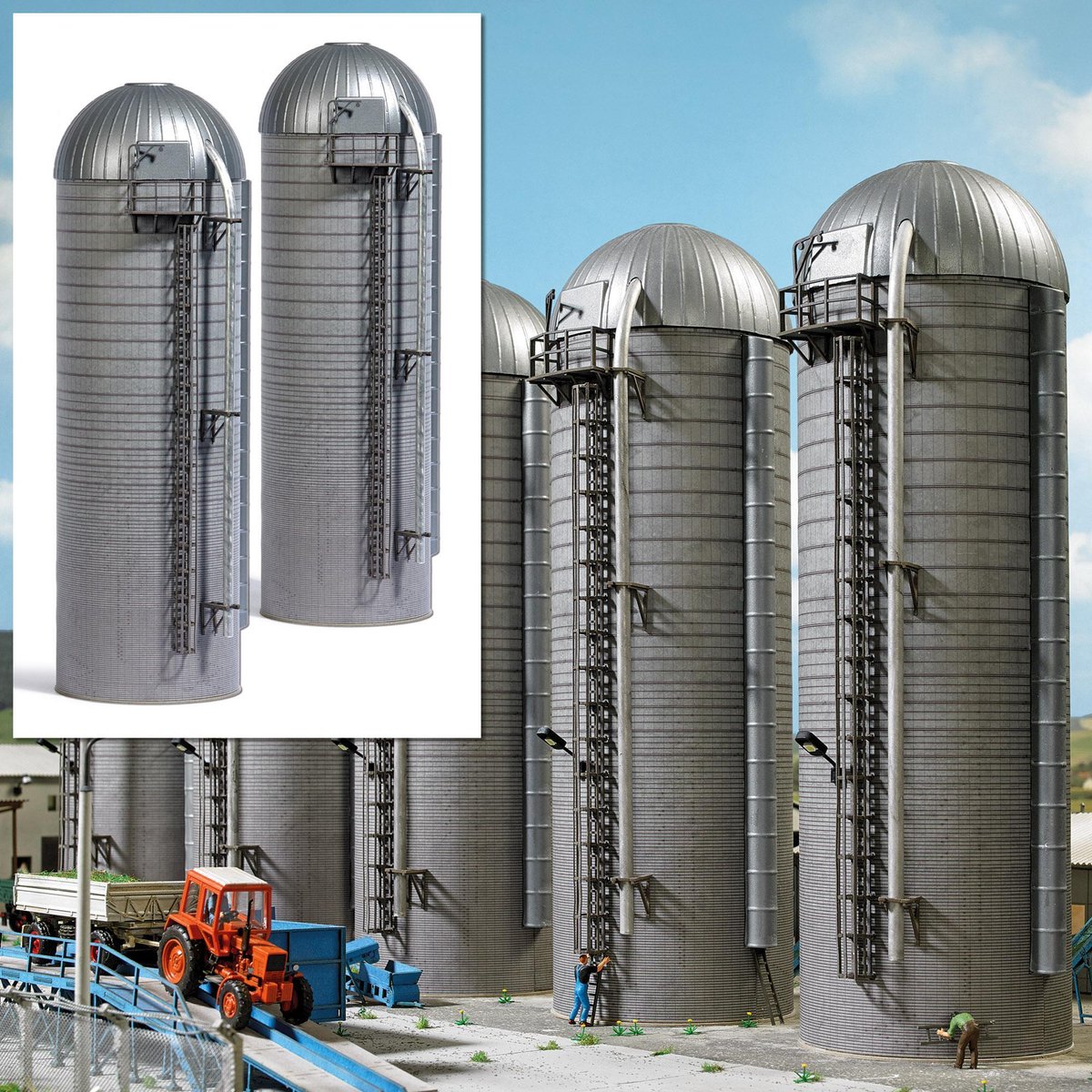 Busch - 2 Hochsilos Hs 091 Tt (5/21) * - BU8767 - modelbouwsets
