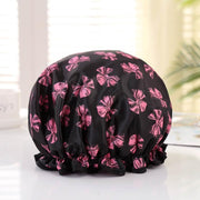 Afabs® XL Extra grote Douchemuts / Shower cap / Douchekapje / Douchecap voor vol haar / krullen / afro - Zwart met roze strikjes
