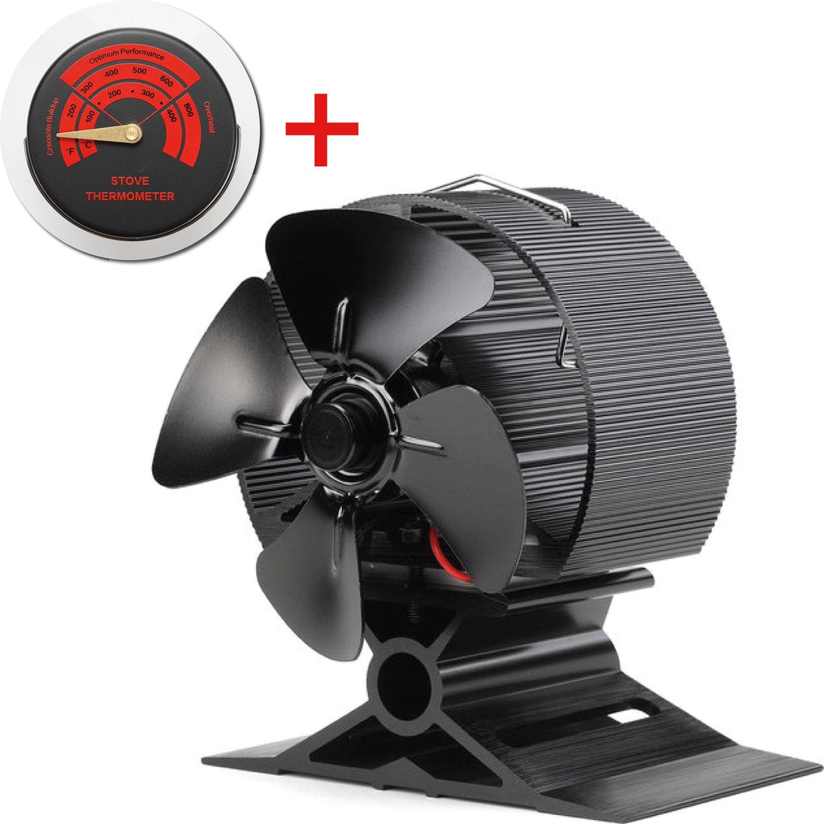 LotaHome® - Kachelventilator - Houtkachelventilator - Ecofan - COMBI DEAL - Inclusief Thermometer - Warmte aangedreven ventilator voor houtkachels