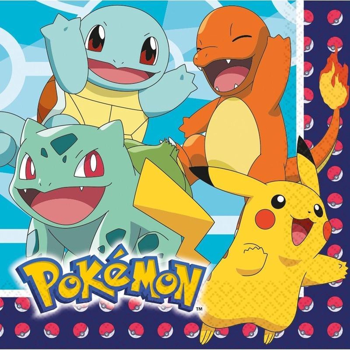 32x Pokemon themafeest kinderfeestje servetten 33 x 33 cm - Thema feest servetten - Papieren wegwerpservetten 2-laags