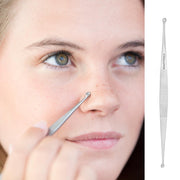 BeautyTools INOX Professioneel Comedonenlepel (drukker) Voor Het Verwijderen Van Mee-eters/ Blackhead remover – Dubbelzijdig - 12 cm (FC-1703)