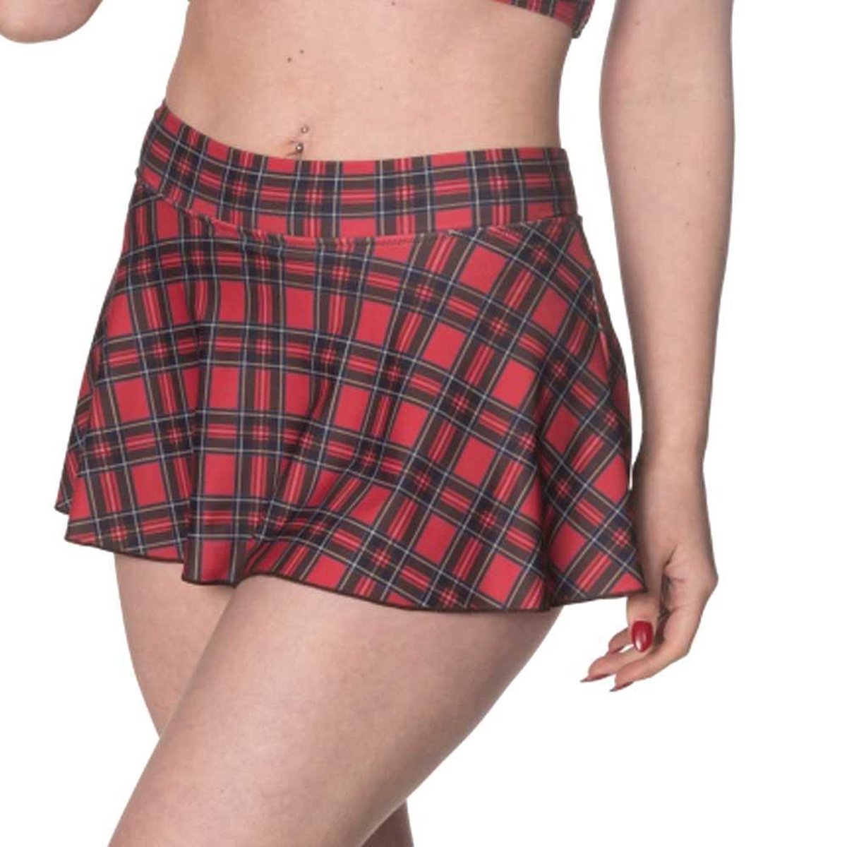 Banned Bikinibroekje -M- Wild plains tartan Ruitje Rood
