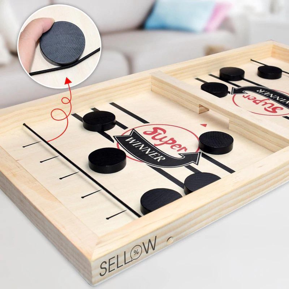 Sellow Sling puck de nieuwste Hype - Slingpuck - Puck game - Gezelschapsspel - Bordspel – Speelgoed – Kind en Gezin - Tafelhockey - Slingshot Game - Gezelschapsspel - Hockey Game – Sjoelen - Foosball