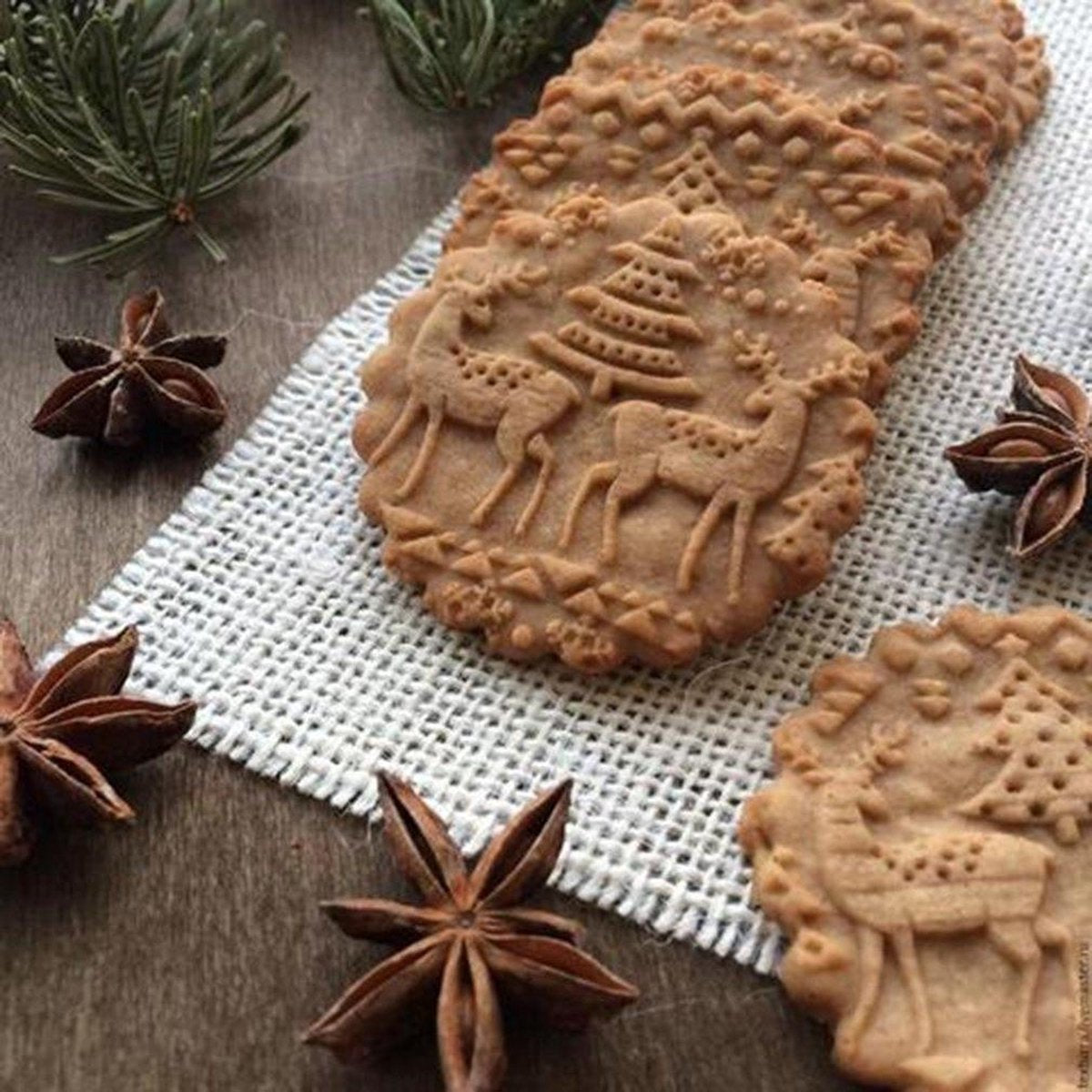 WiseGoods Professionele Koekjes Design Roller Kerst - Kerstkoekjes Rendier - Taart - Appeltaart Bakken - Deegroller - Keuken